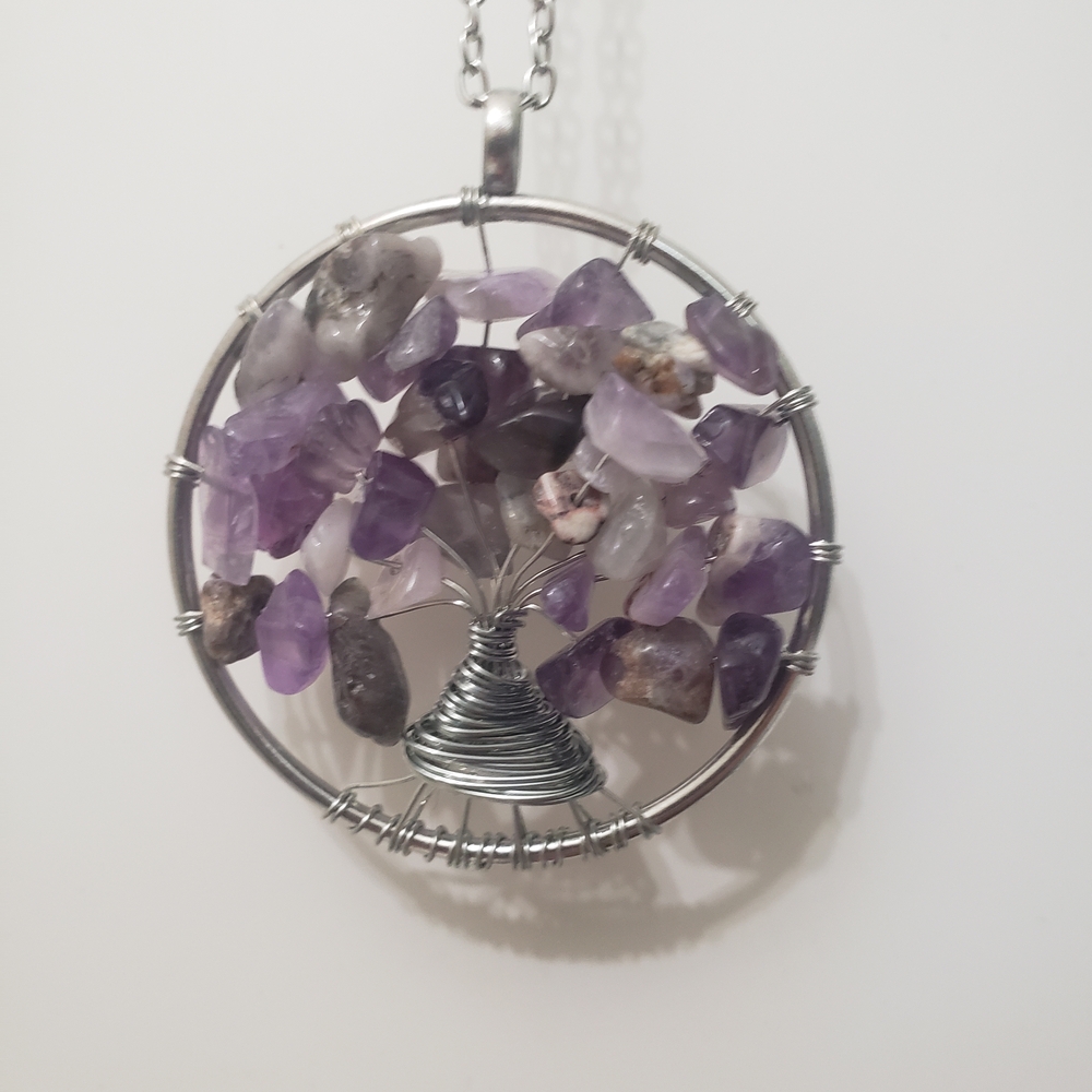 Amethyst Tree of Life Pendant Necklace
